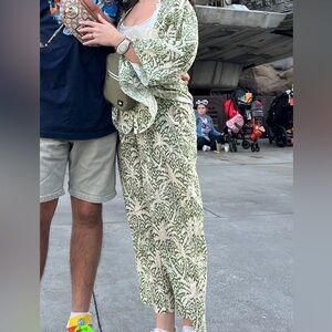 Zara. Green Palm Printed Set.